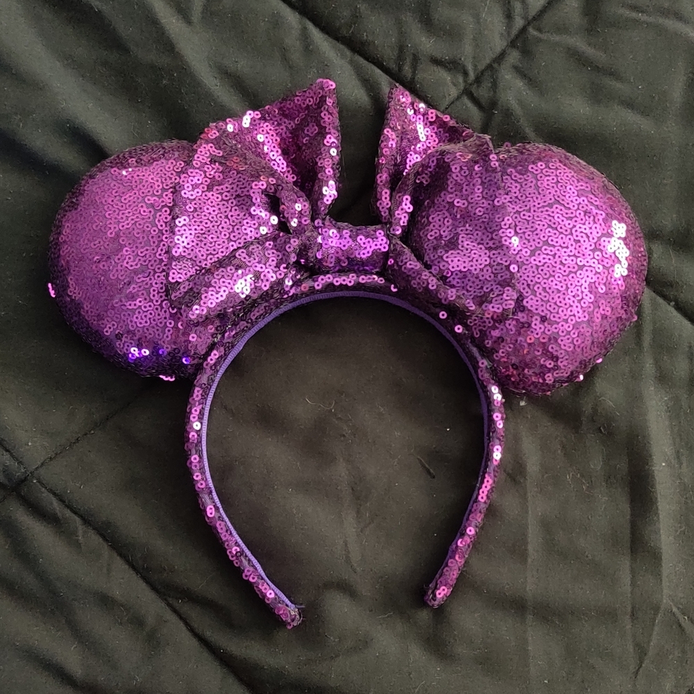 Sparkling Purple Sequin Mouse Ears Headband
